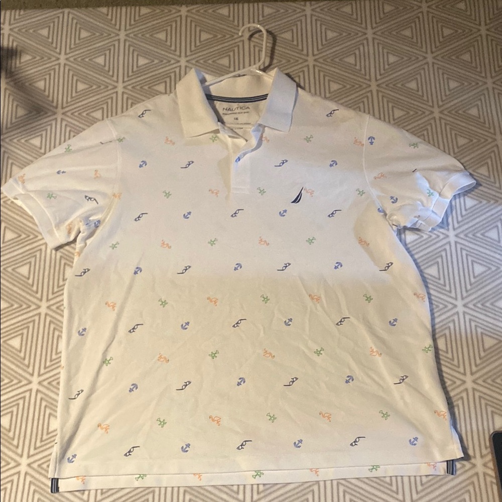 Nautica‎ Blue and White Polo Shirt with Classic Design